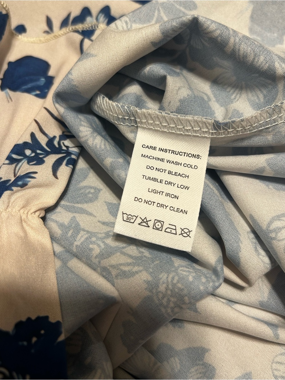 Floral Toile Ruffle Neck Blouse Blue Cream Long Sleeve Top Women's Small - Picture 6 of 6